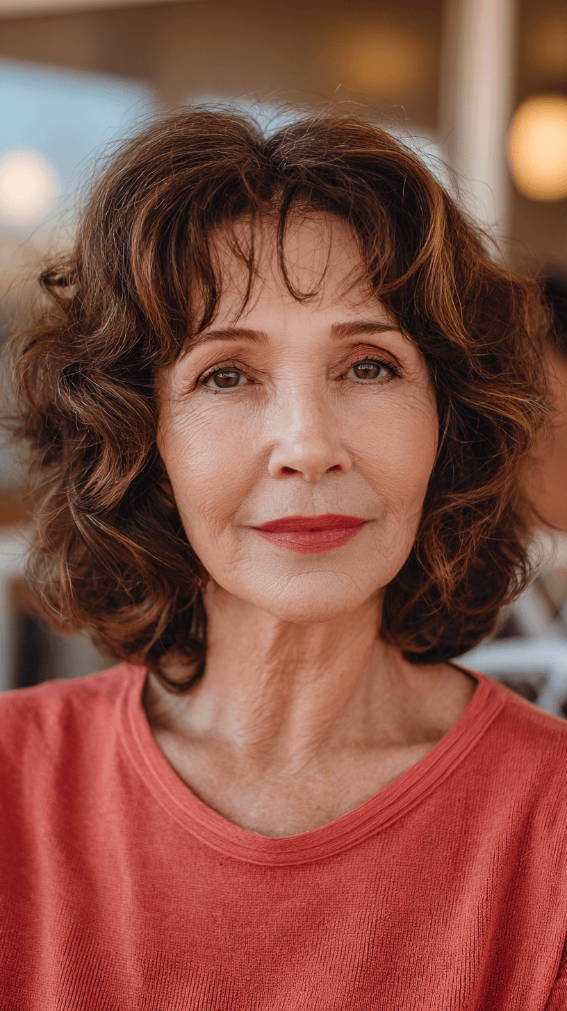 Textured Curly Bob with Face-Framing Layers