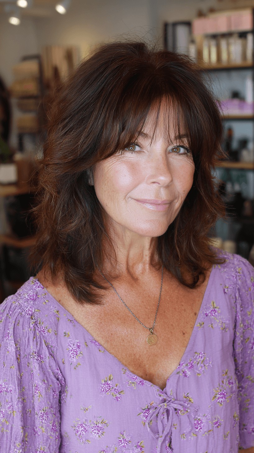 Textured Long Layers with Soft Bangs