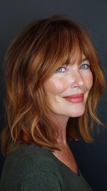 Textured Shoulder-Length Cut with Soft Bangs