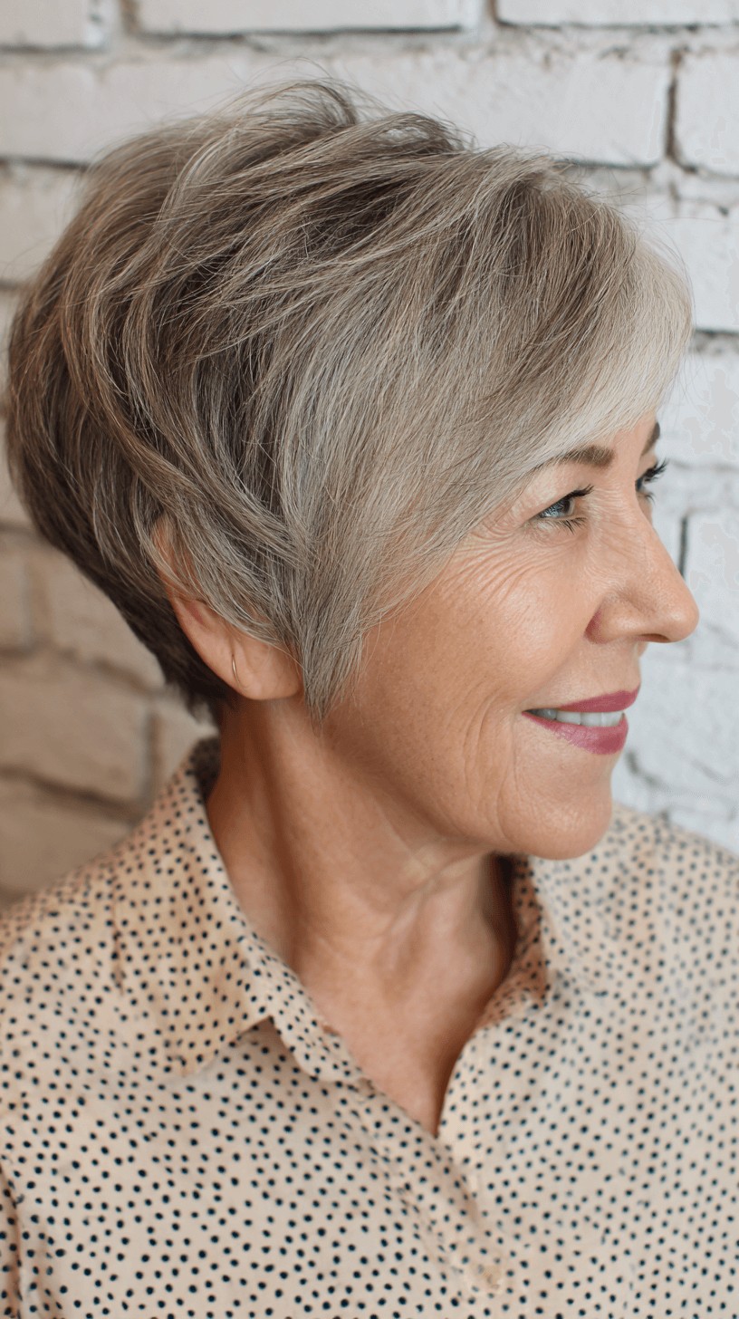 Textured Silver Pixie Cut with Subtle Layers