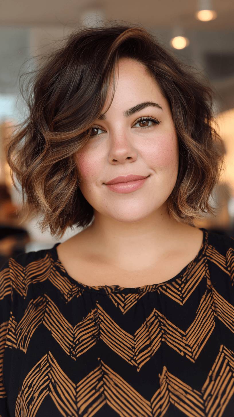Textured Wavy Bob with Subtle Highlights