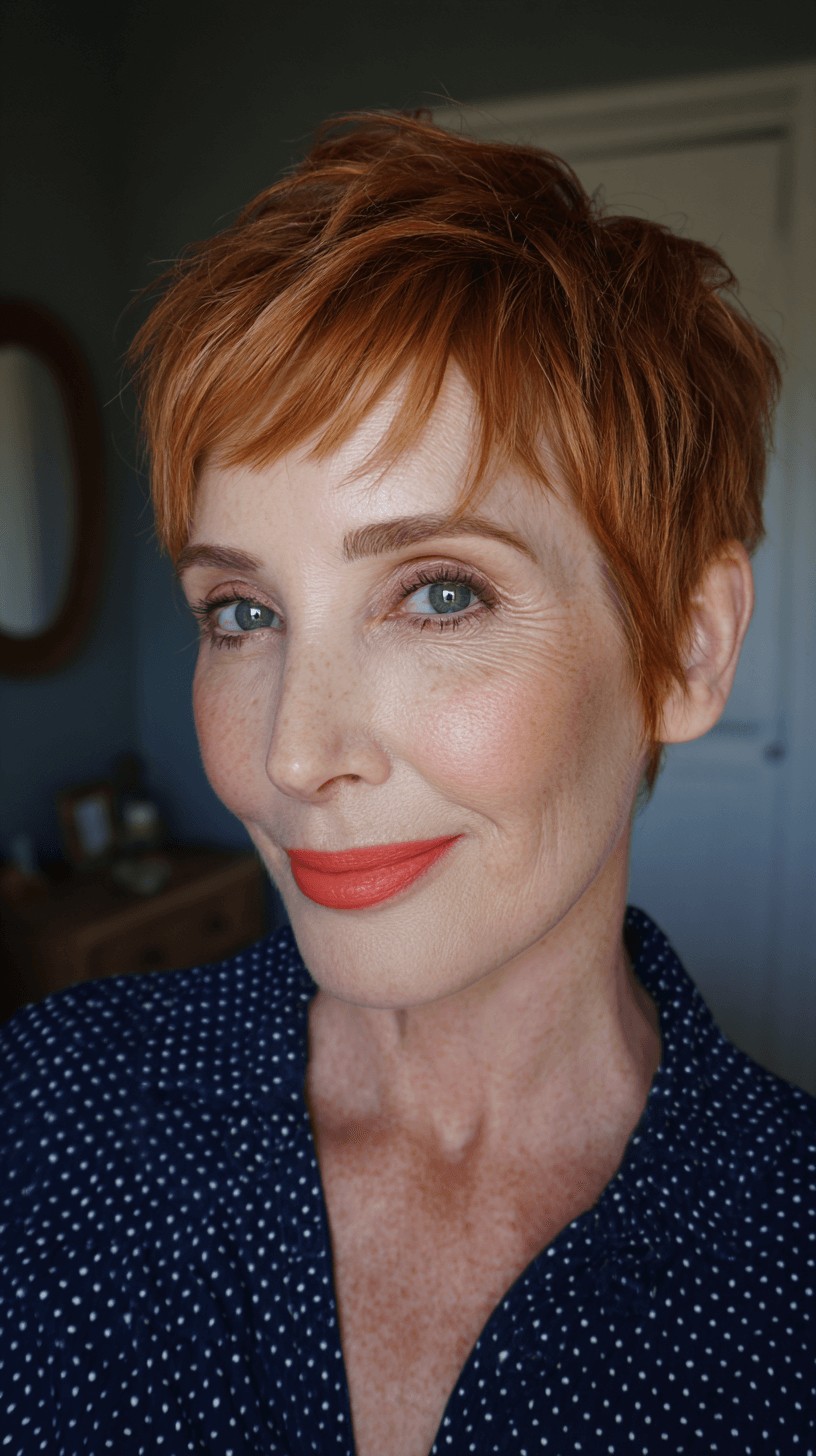 Vibrant Textured Copper Pixie Cut