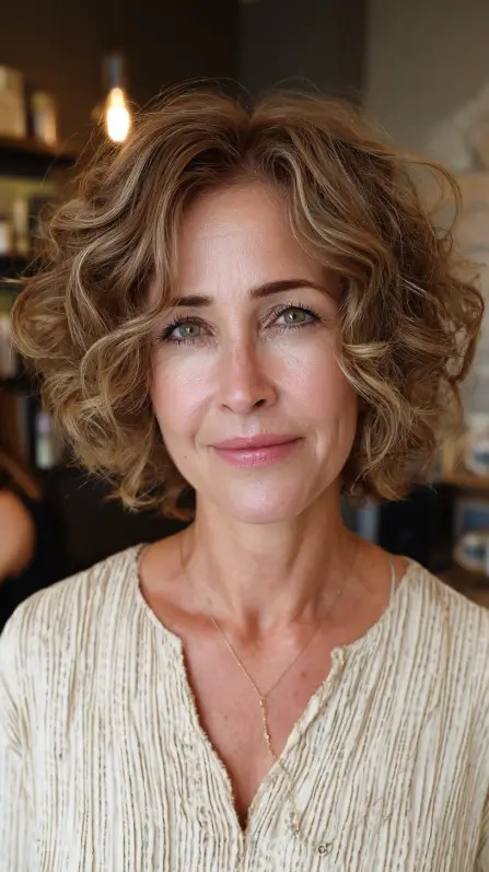 Chic Curly Bob with Soft Volume