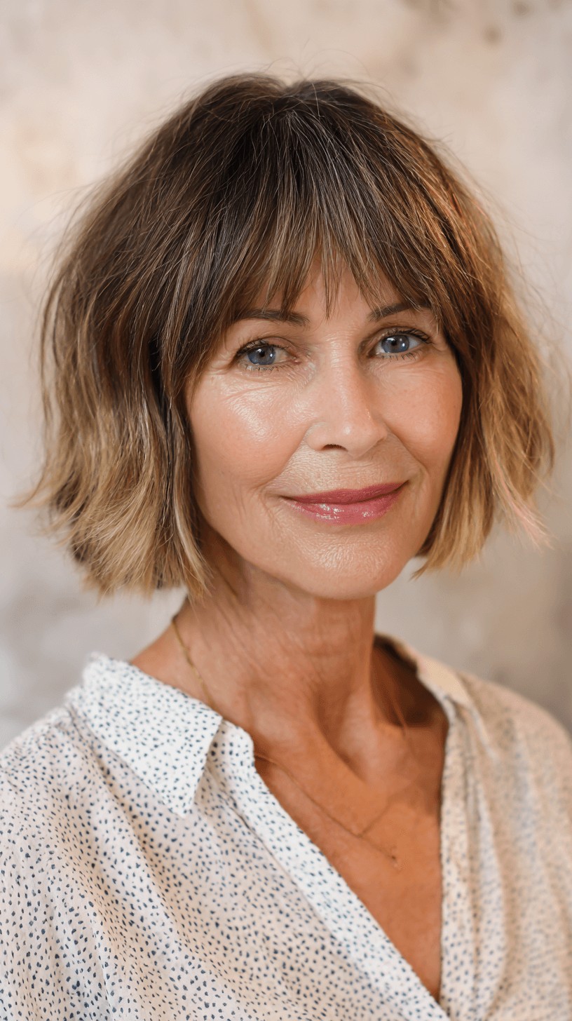 Chic Textured Bob with Soft Bangs