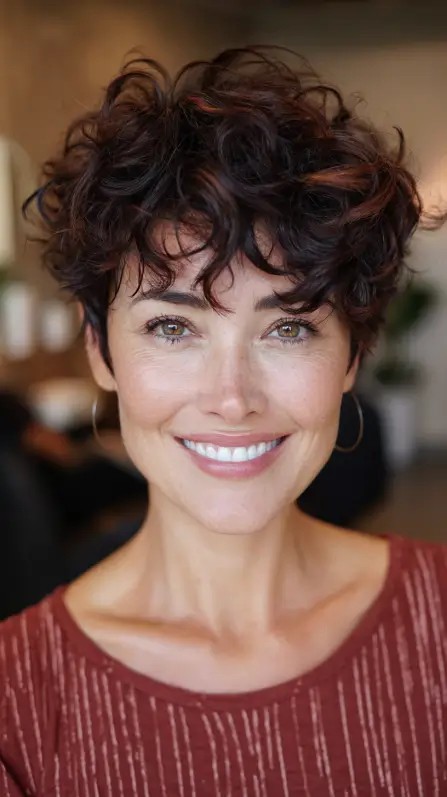 Charming Curly Pixie with Soft Volume