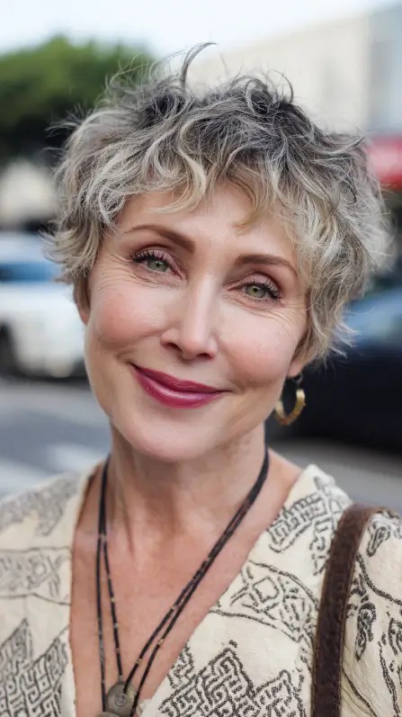 Charming Softly Textured Pixie with Natural Curls