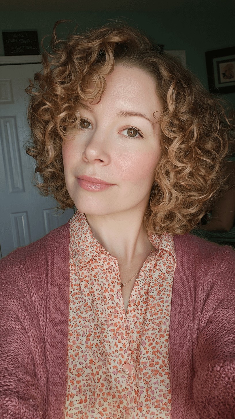 Charming Teddy Bronde Curly Bob with Defined Curls
