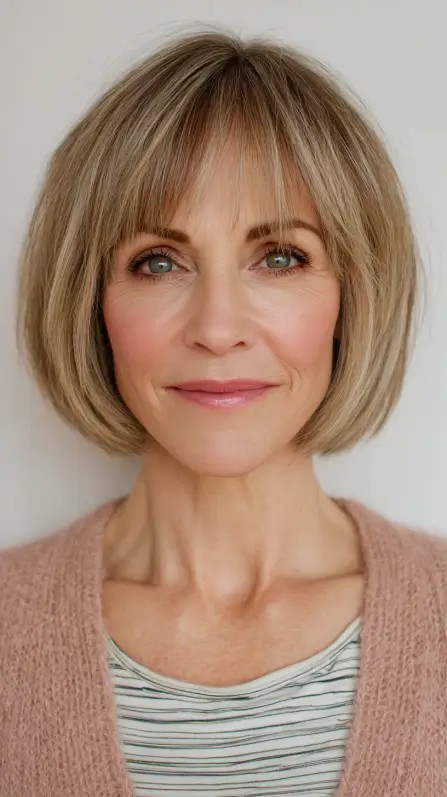 Chic Blunt Bob with Face-Framing Bangs