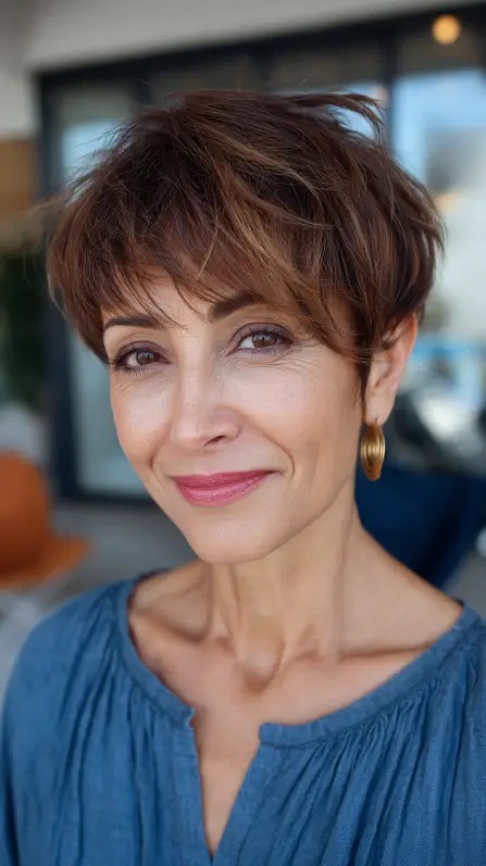 Chic Layered Bohemian Pixie with Soft Texture