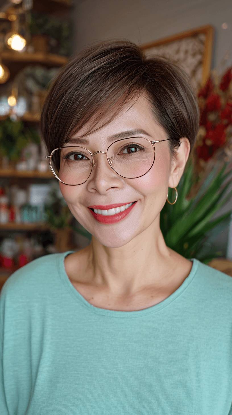 Chic Layered Side-Swept Pixie Cut