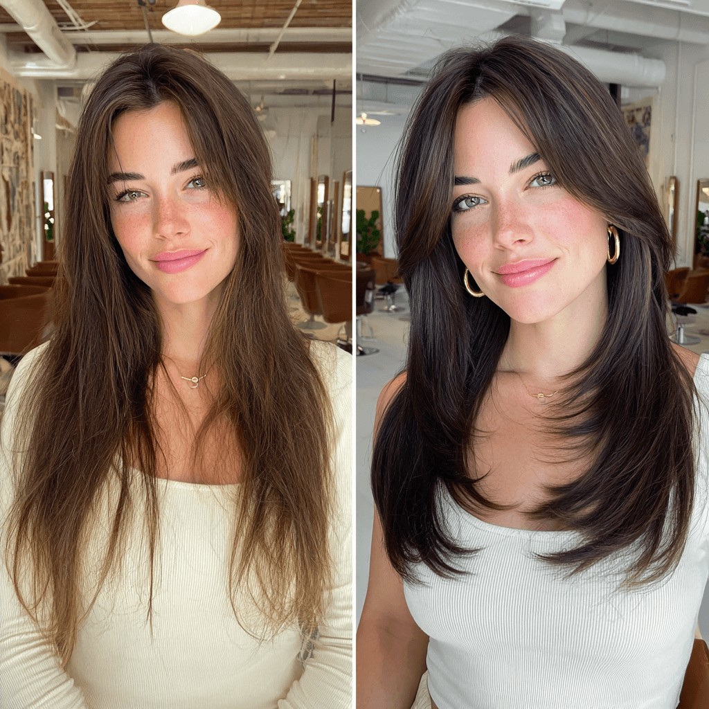 Chic Long Layered Cut with Face-Framing Highlights
