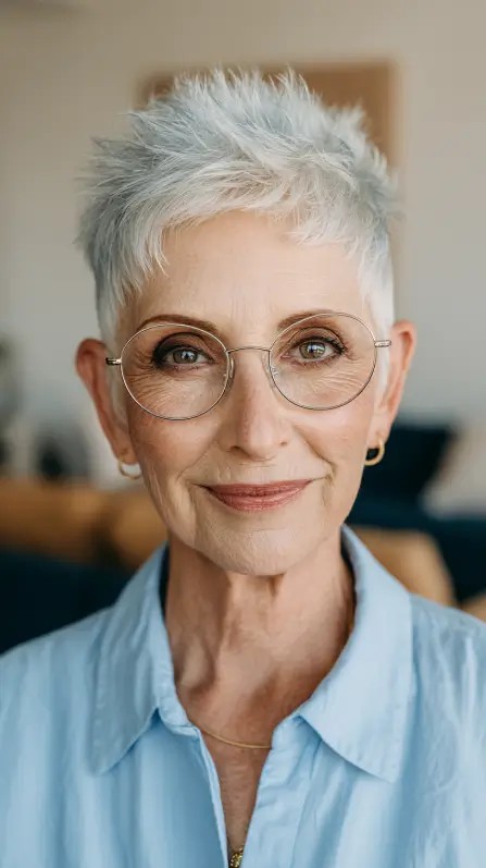 Chic Short Frosted Pixie Cut with Textured Layers