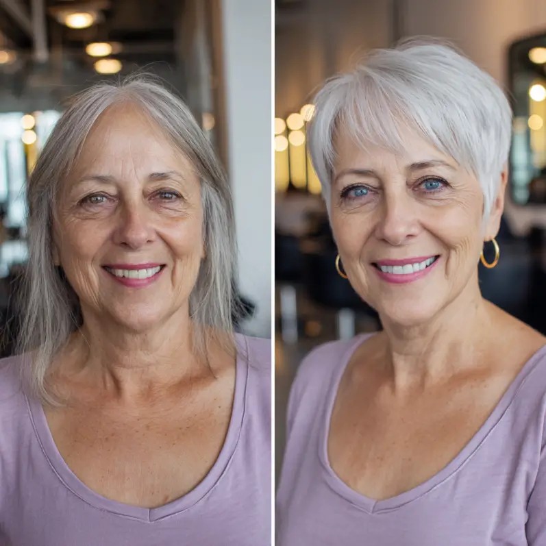 Chic Silver Textured Pixie Cut with Soft Layers