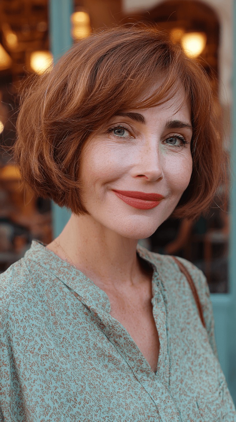 Chic Textured Bob with Subtle Copper Tones