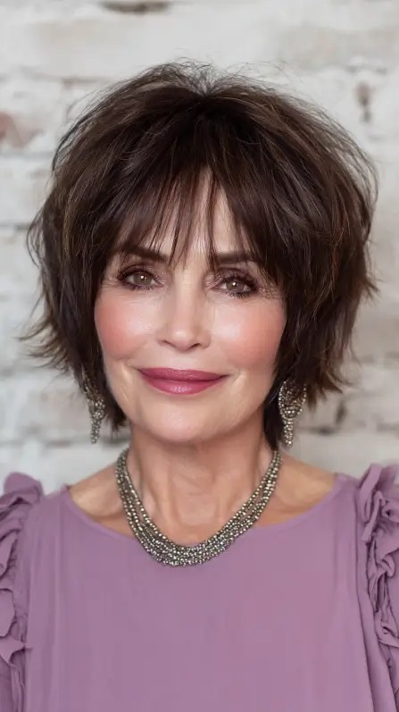 Chic Textured Short Cut with Flattering Bangs