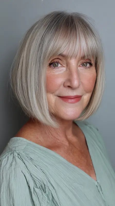 Classic Blunt Bob with Soft Bangs