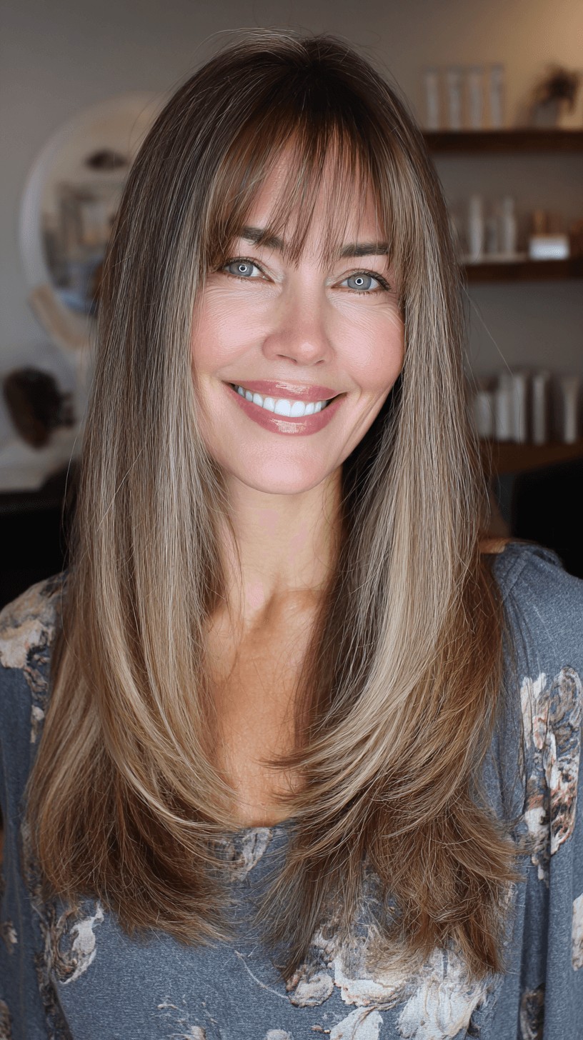 Classic Long Layered Cut with Soft Bangs