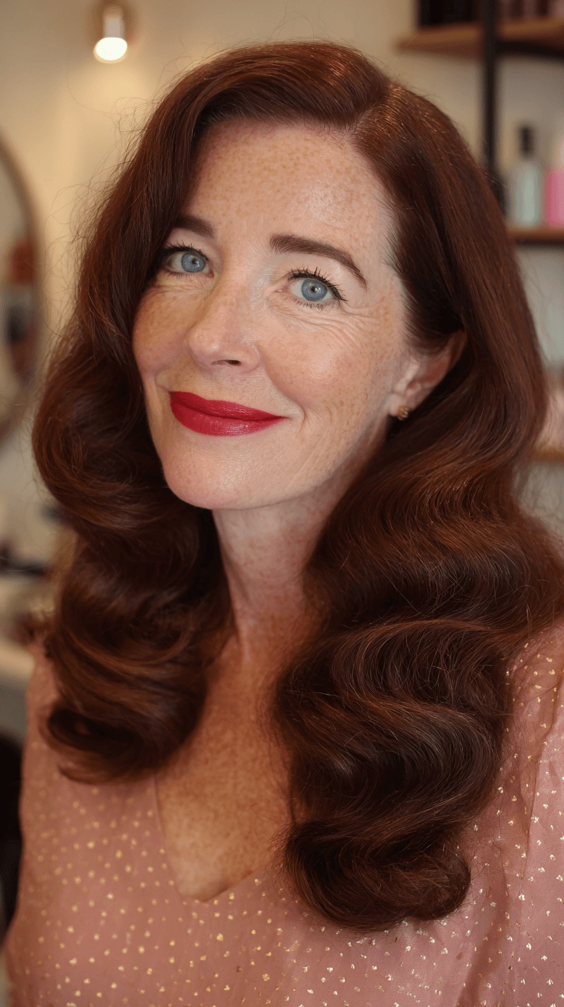Classic Vintage Long Waves with Rich Auburn Tones