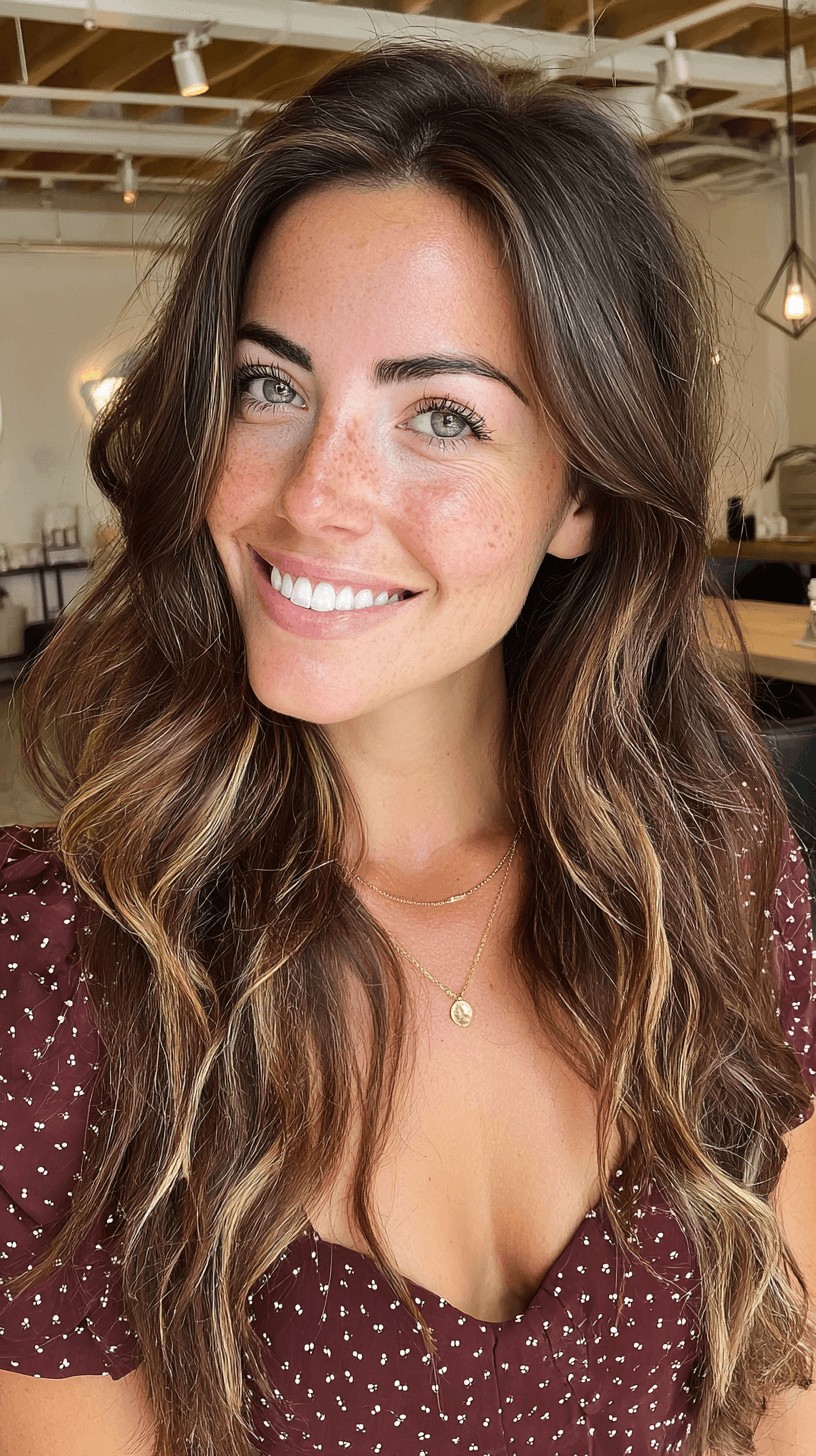 Effortlessly Chic Long Waves with Sun-Kissed Highlights