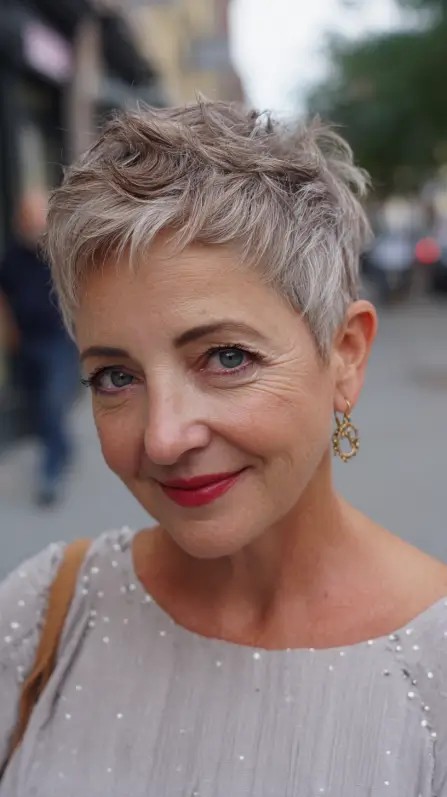 Effortlessly Textured Short Pixie with Subtle Highlights