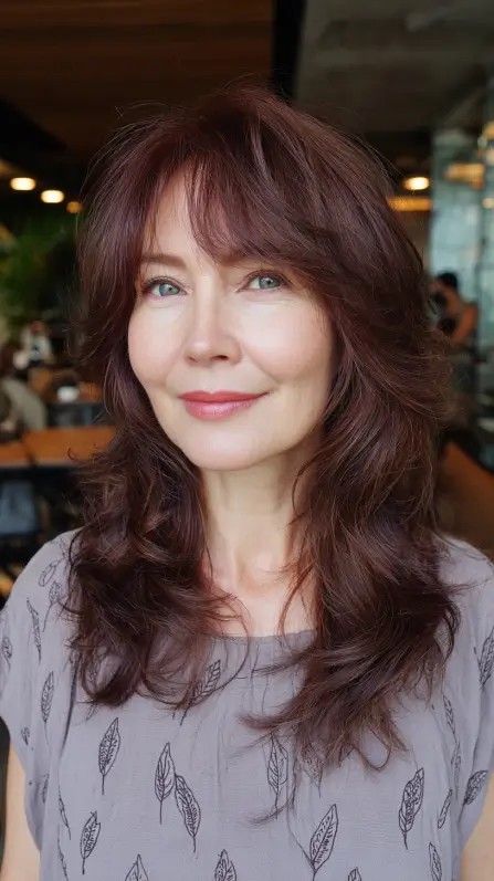 Elegant Layered Cut with Subtle Face-Framing Bangs