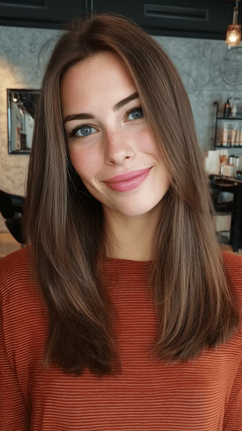 Elegant Long Straight Cut with Subtle Face-Framing Layers