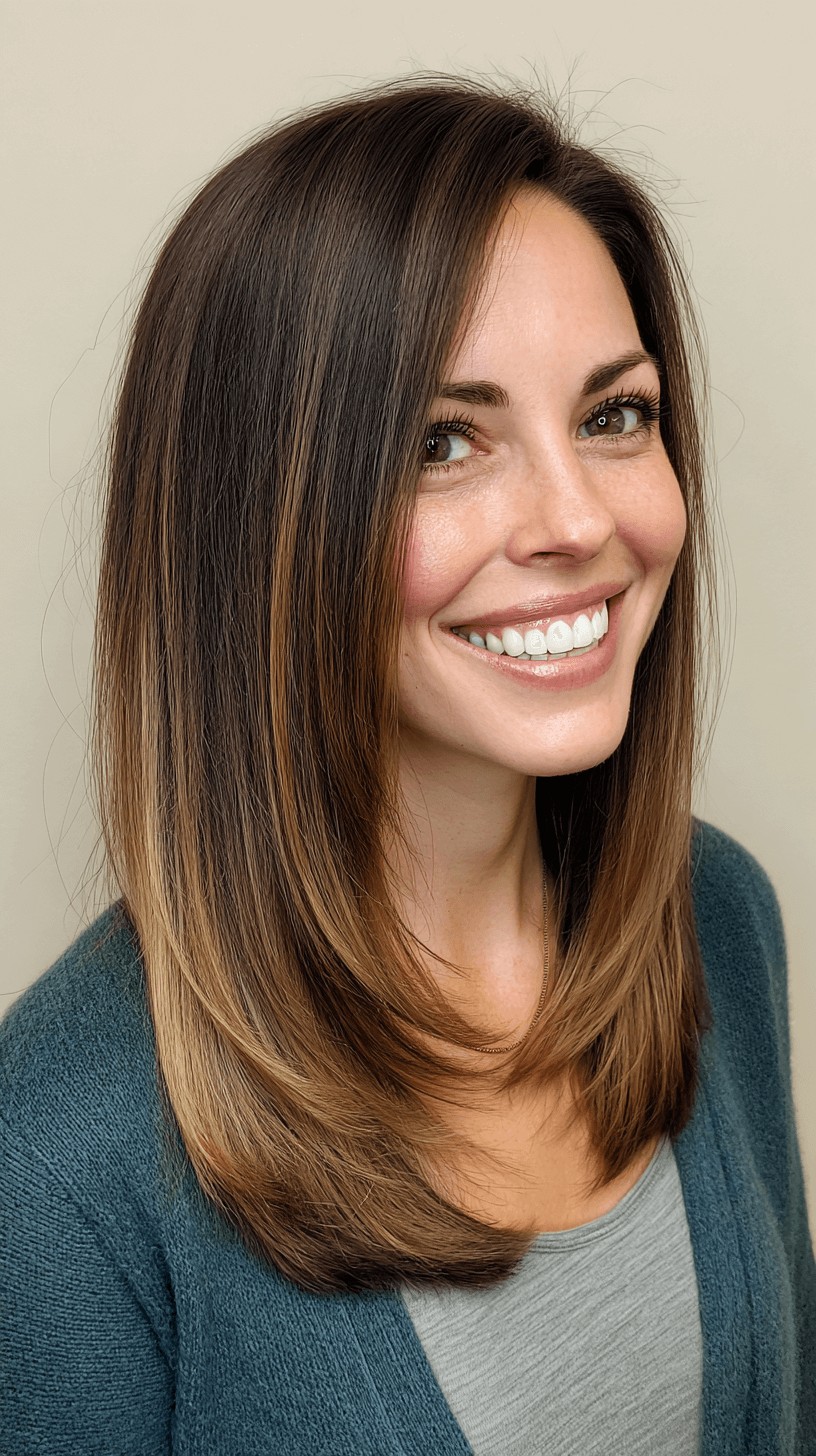 Elegant Long Straight Cut with Subtle Ombre Highlights