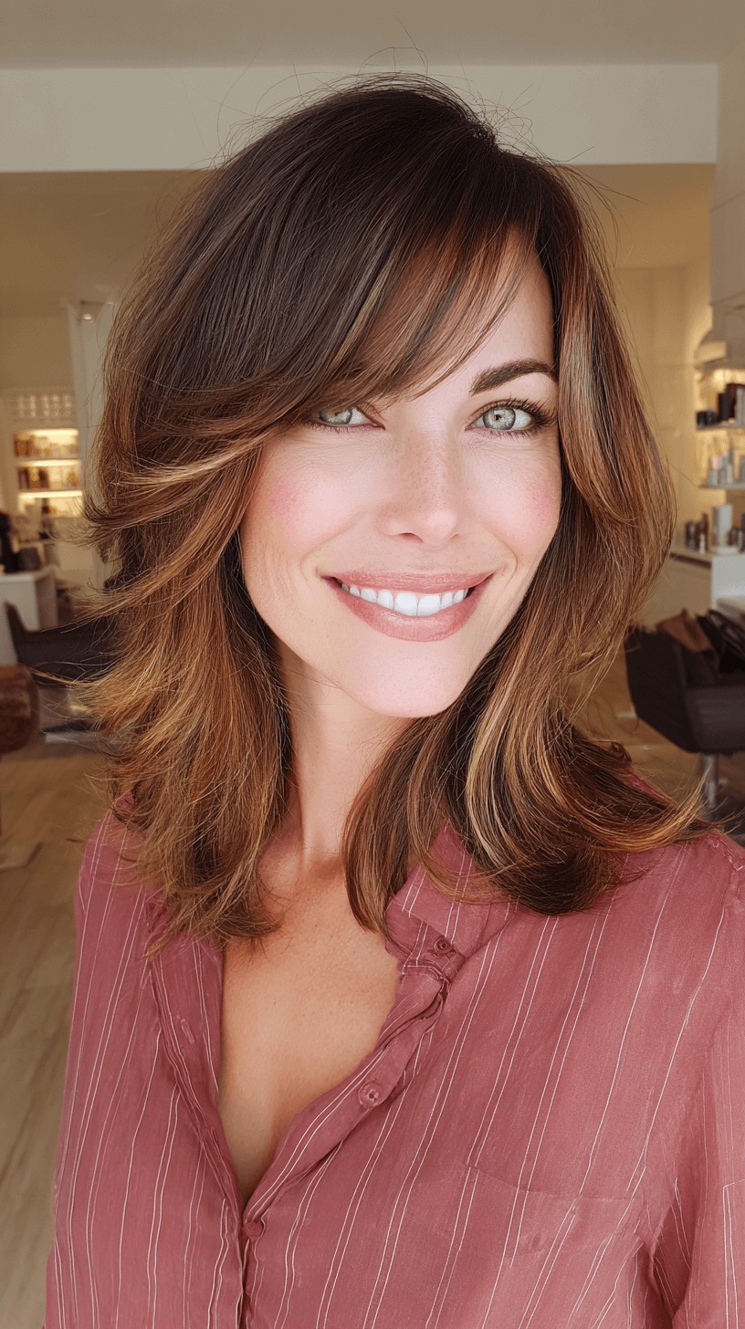 Elegant Soft Layers with Face-Framing Bangs