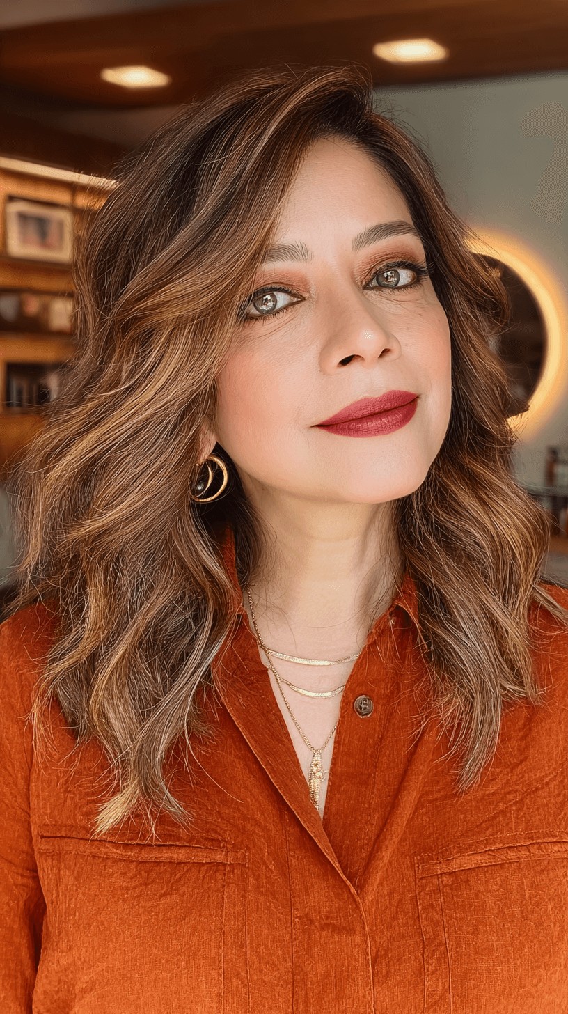 Gorgeous Medium-Length Wavy Cut with Subtle Highlights