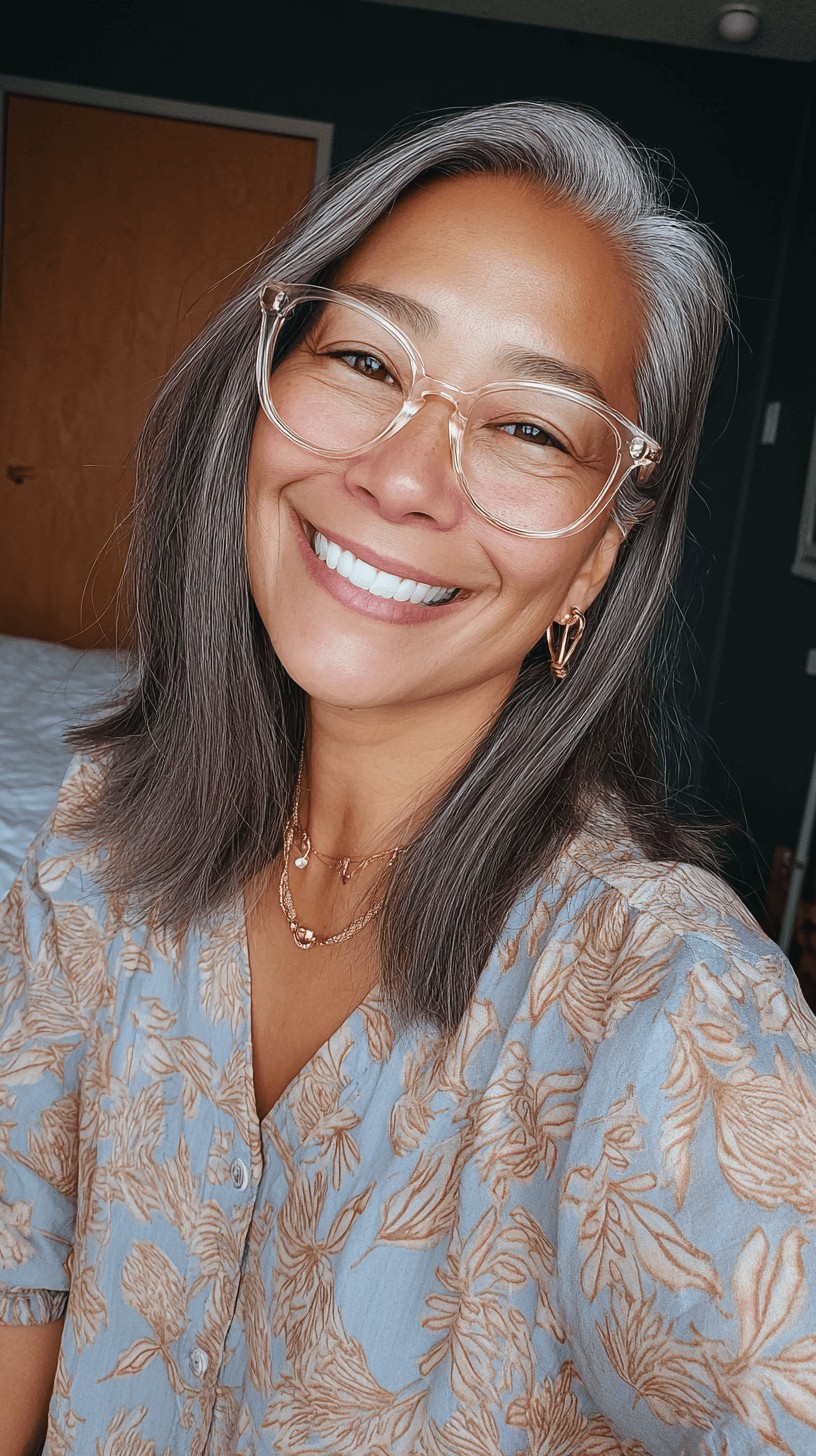 Modern Long Straight Cut with Subtle Silver Highlights