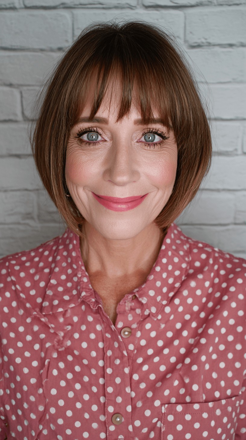 Modern Textured Bob with Soft Blunt Bangs