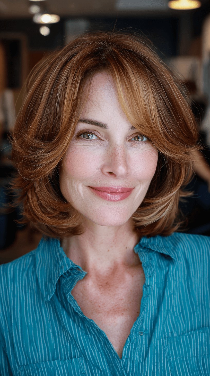 Modern Voluminous Layered Cut with Warm Copper Tones