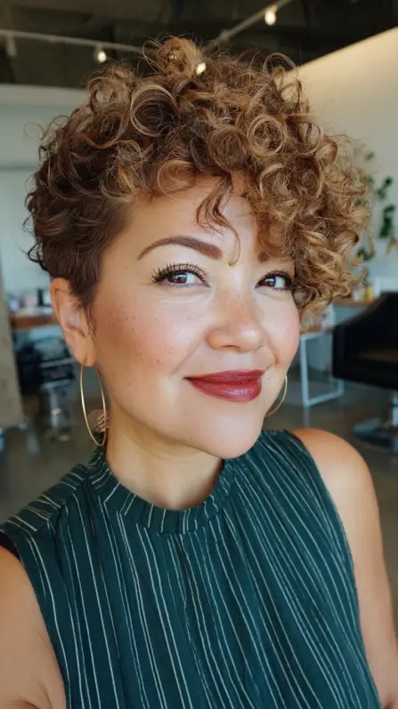 Playful Curly Pixie Cut with Soft Volume