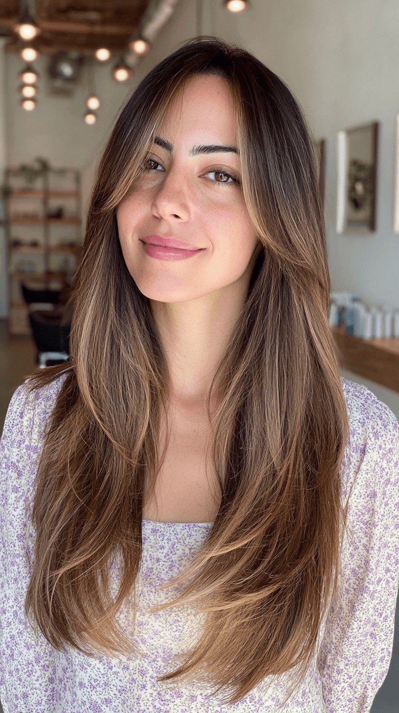 Radiant Long Hair with Soft Balayage Highlights