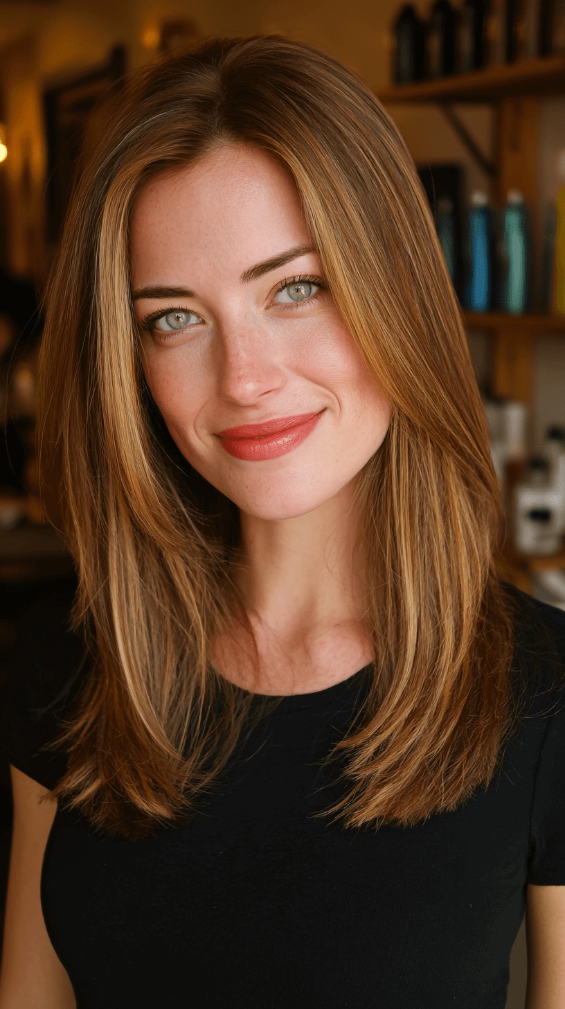 Radiant Long Straight Cut with Subtle Face-Framing Highlights