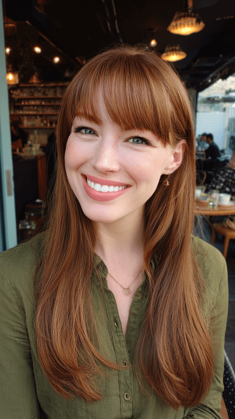 Sleek Long Cut with Soft Bangs and Subtle Layers