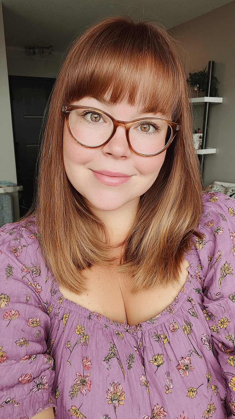 Sleek Long Cut with Soft Blunt Bangs