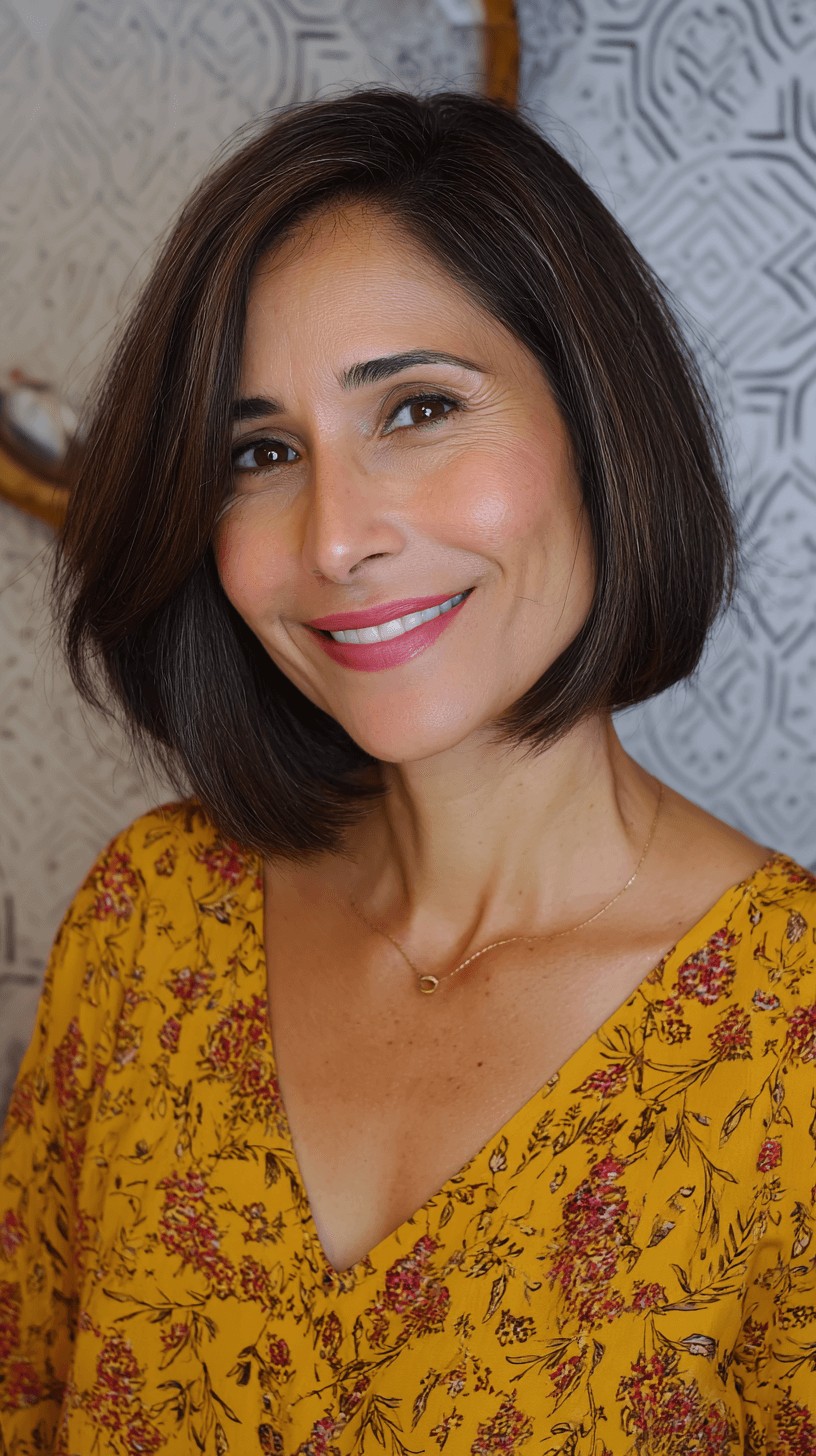 Sleek Shoulder-Length Bob with Subtle Textured Layers