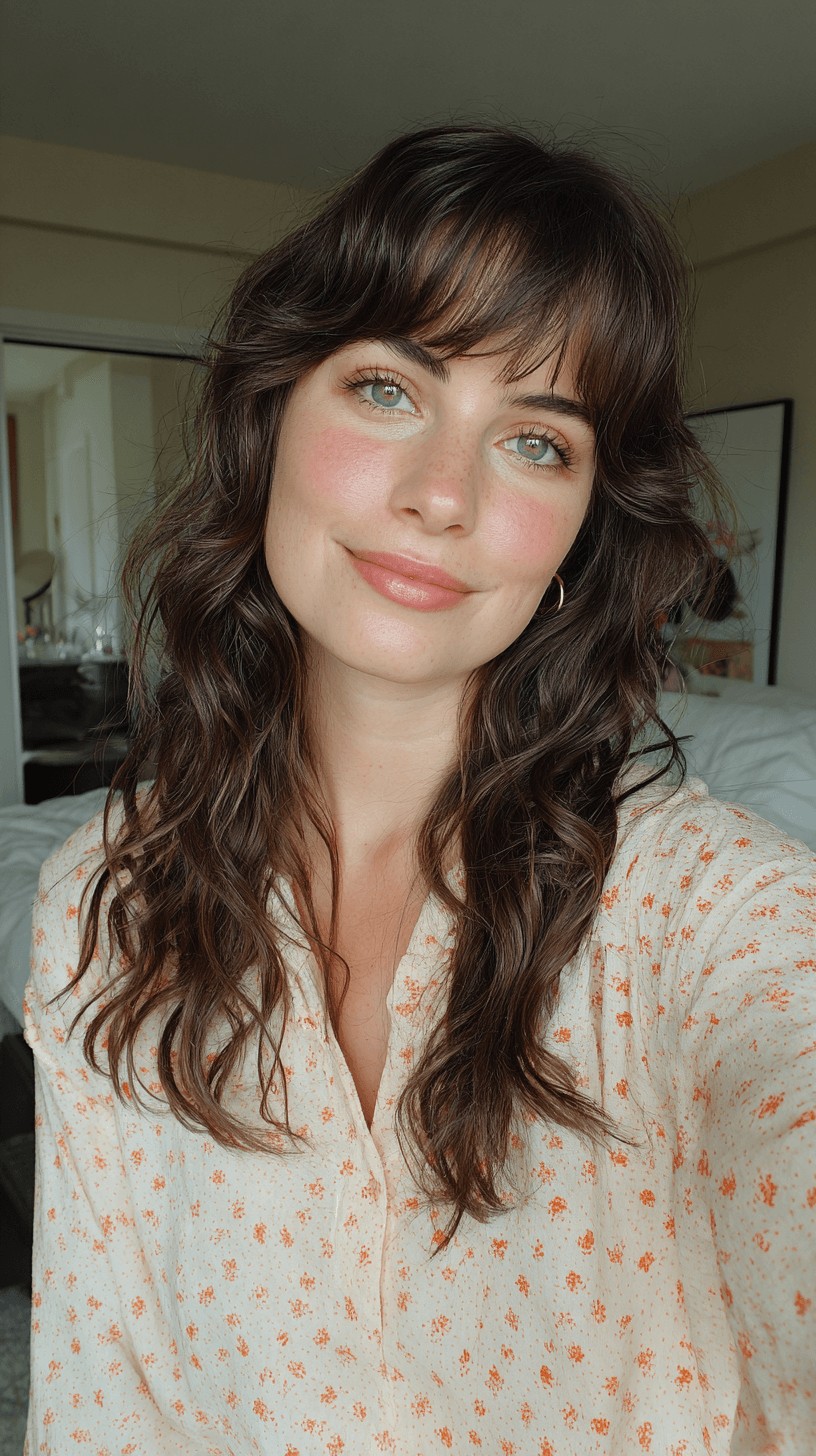 Soft Textured Long Layers with Face-Framing Bangs