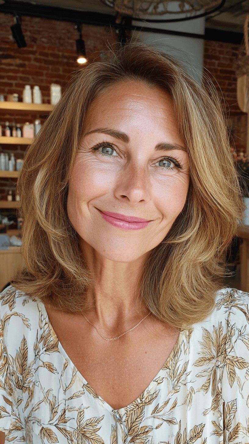 Softly Layered Medium Cut with Gentle Waves