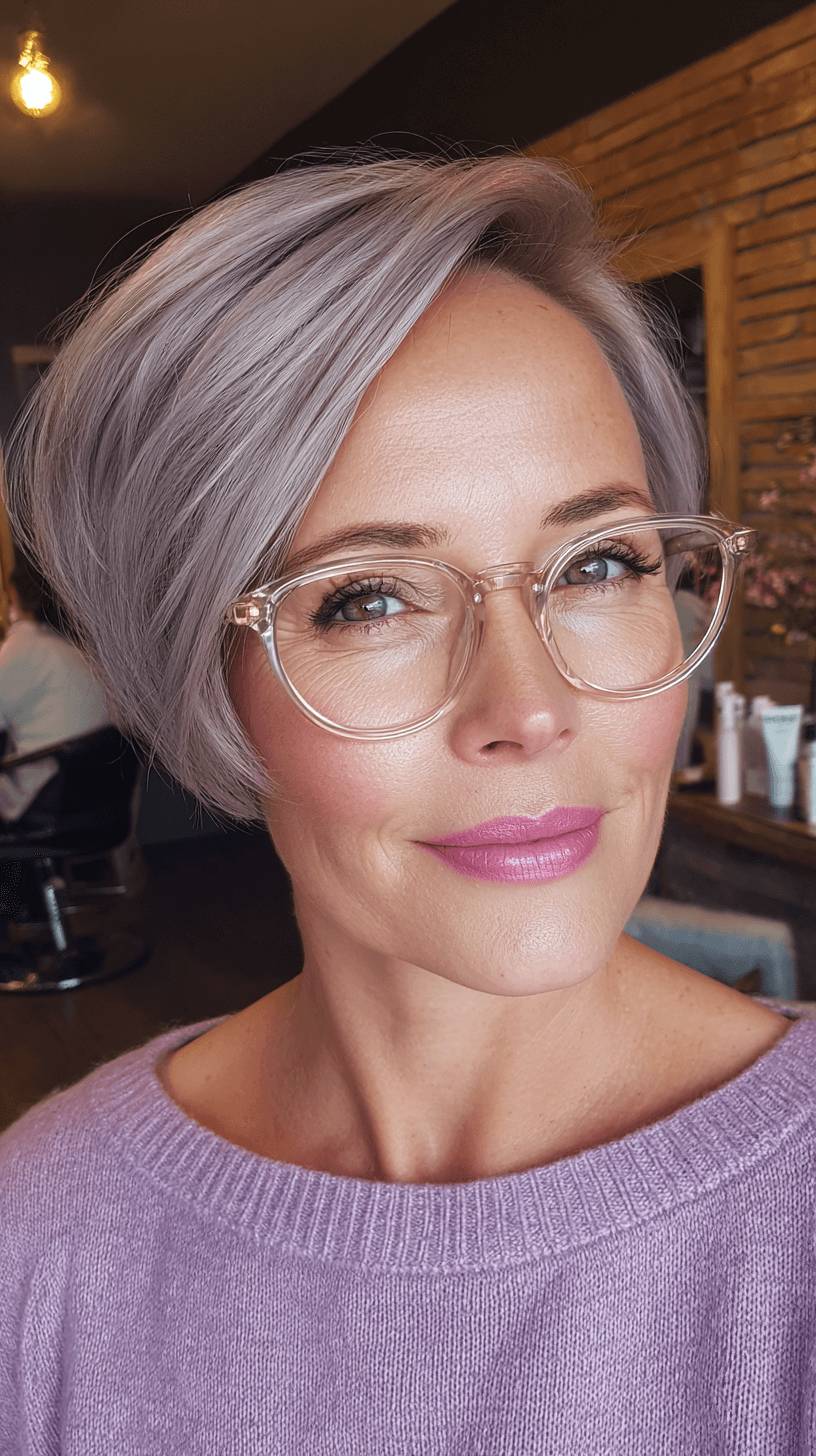 Softly Textured Side-Swept Pixie with Silver Undertones
