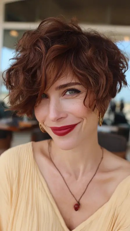 Stylish Curly Pixie with Soft Volume