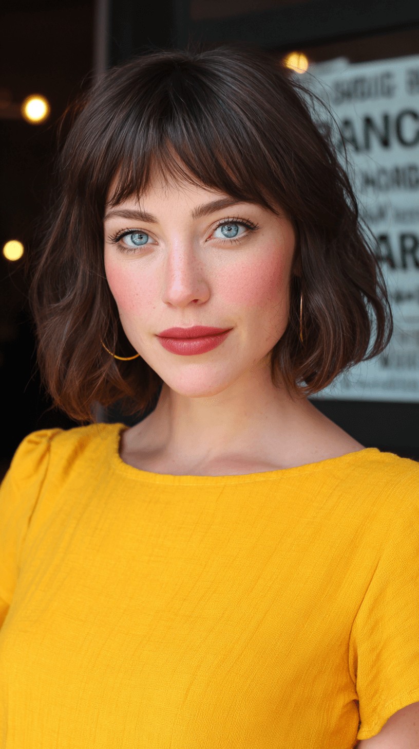 Stylish Textured Bob with Curtain Bangs