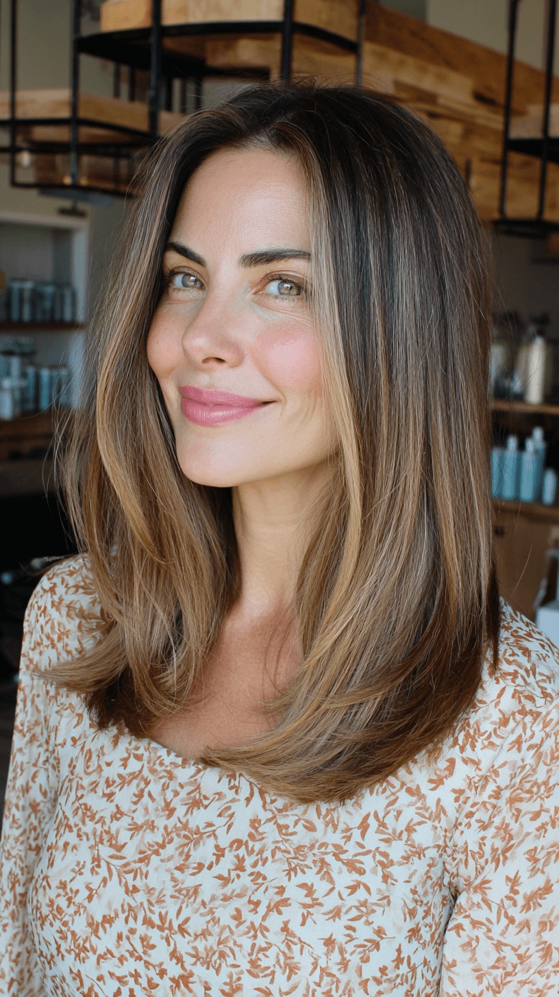 Subtly Layered Medium-Length Cut with Natural Highlights