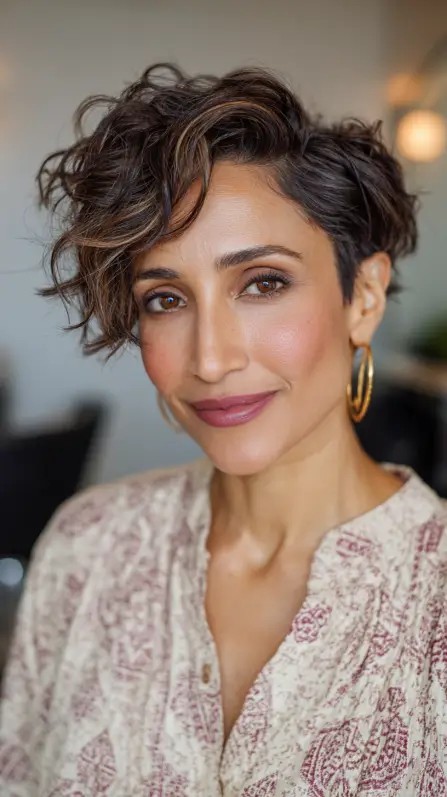 Textured Bohemian Pixie with Defined Curls