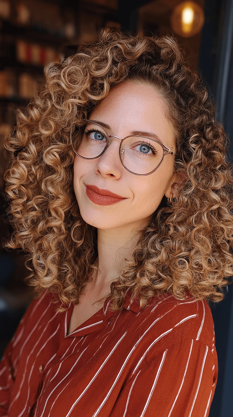 Textured Curly Teddy Bronde with Defined Curls