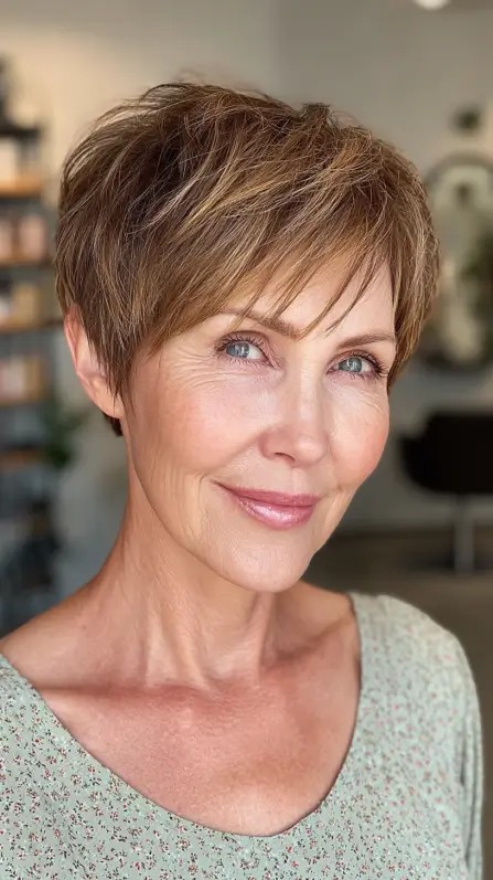 Textured Short Pixie Cut with Subtle Layers