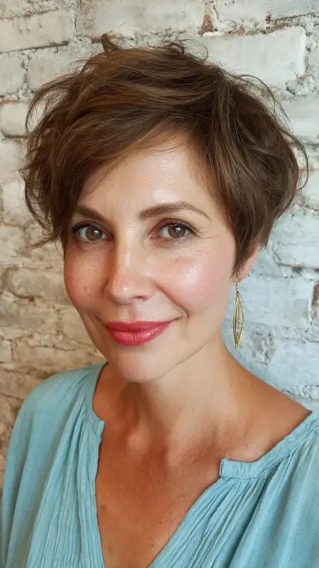 Textured Short Pixie with Soft Waves