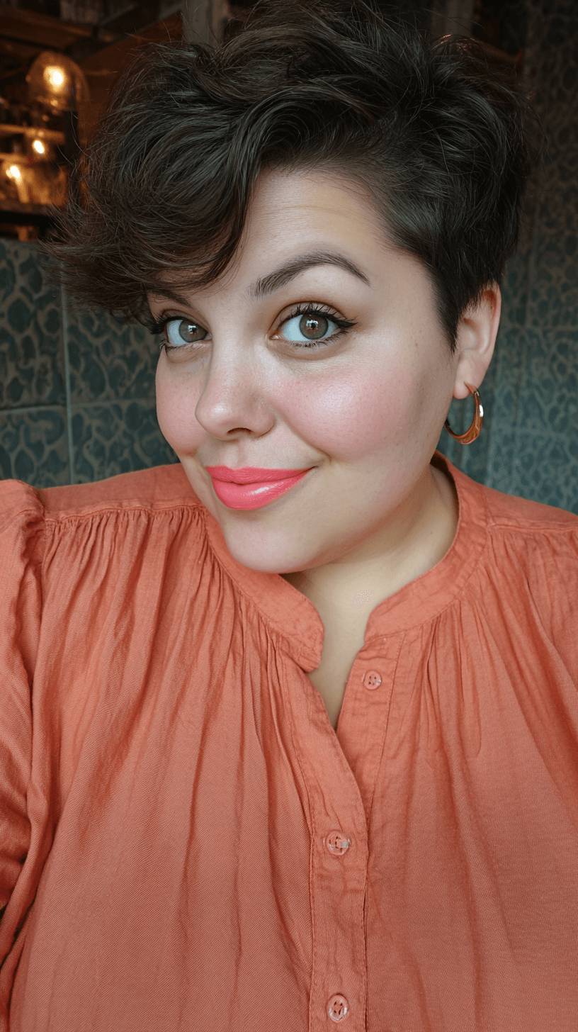 Textured Side-Swept Pixie with Defined Curls