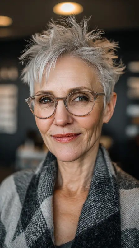 Textured Silver Pixie with Playful Height